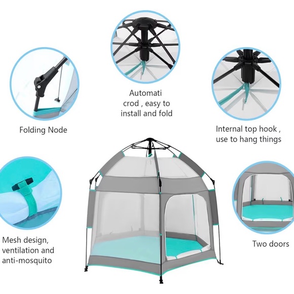 Bend River baby Playpen with Canopy, Portable Baby Beach Tent - Picture 7 of 10